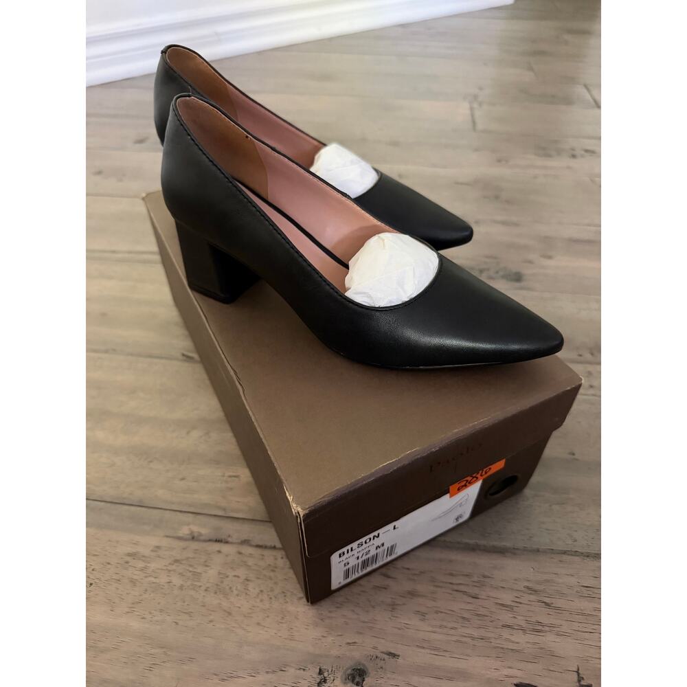 New linea Paola Bilson black Napa leather heels sz 5 1/2 - Picture 4 of 6